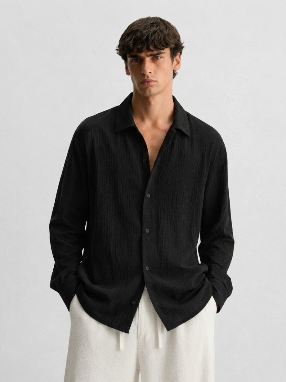 Georgette Flow Black Shirt