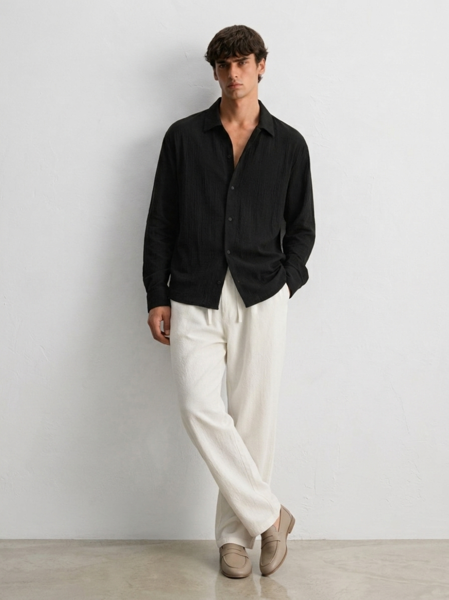 Georgette Flow Black Shirt