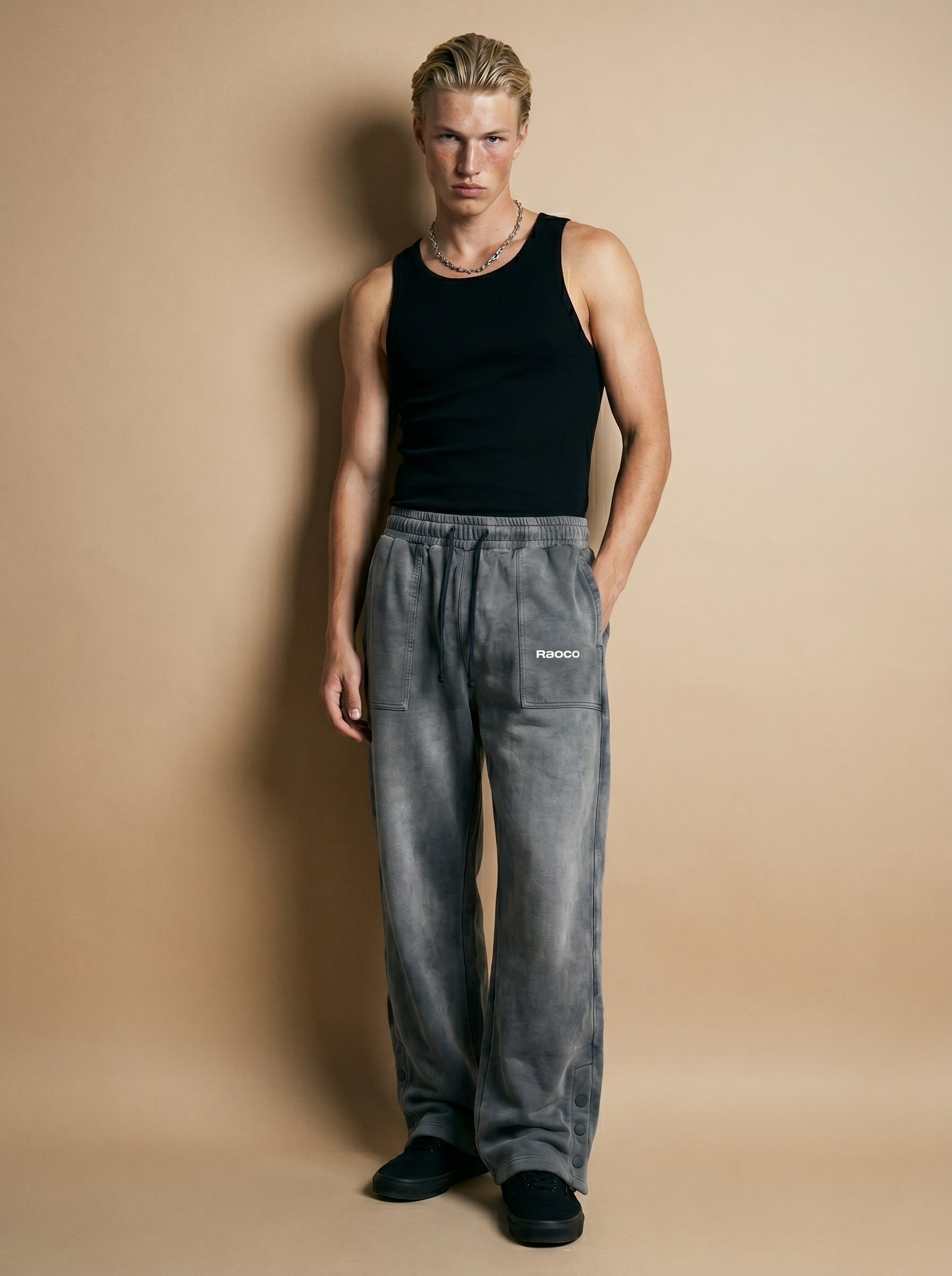 Ash wash button detailing jogger
