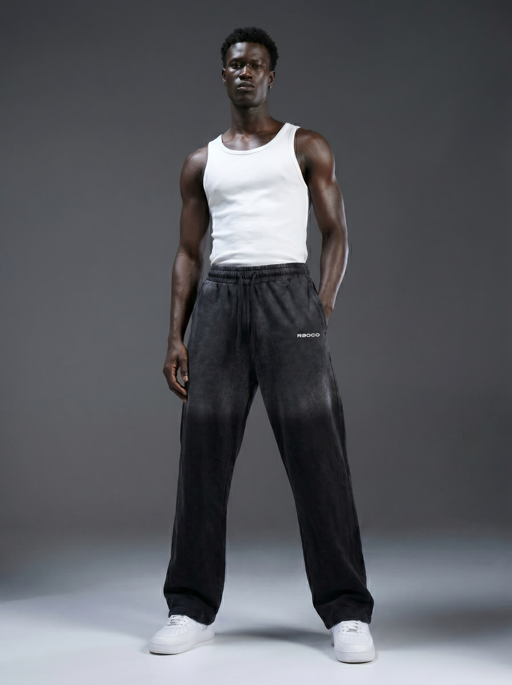 black ombre wash jogger