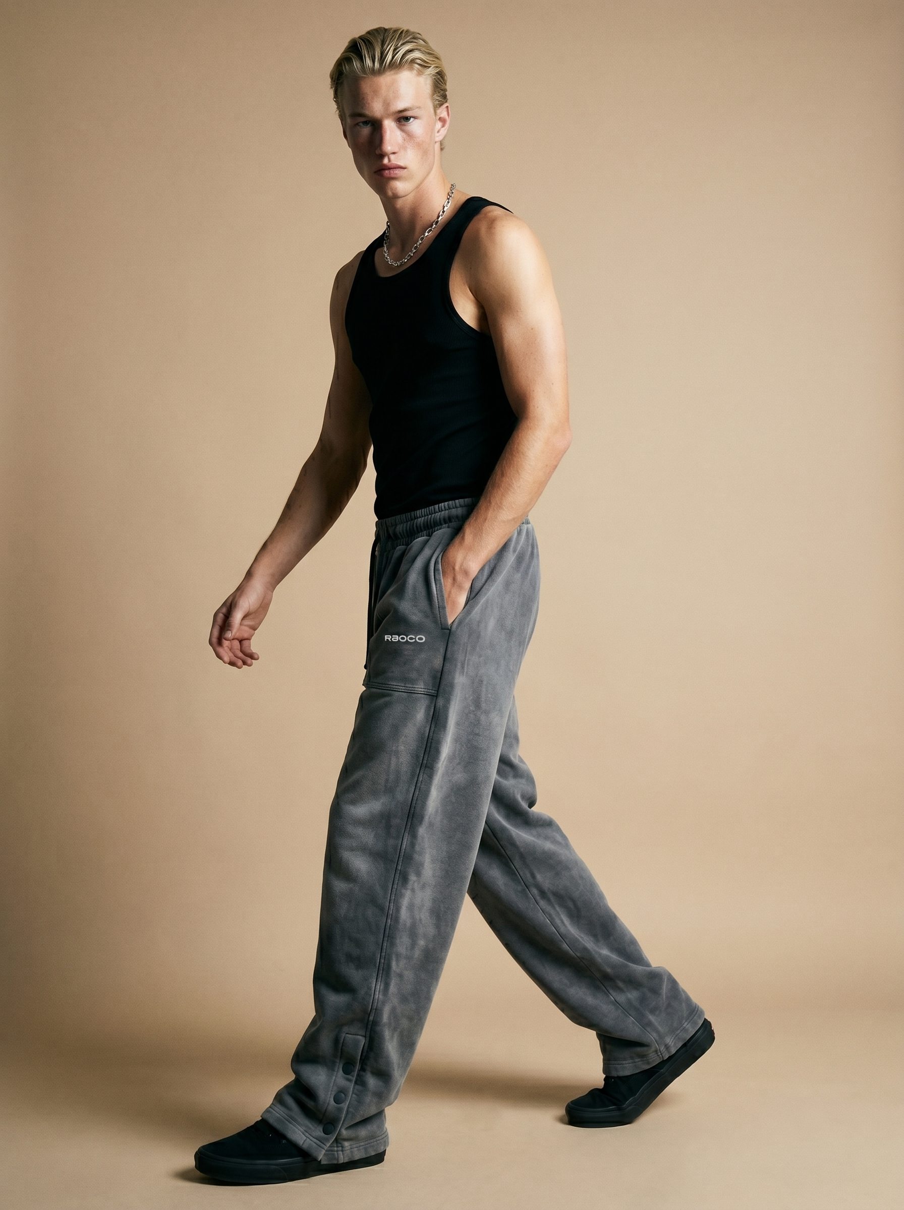 Ash wash button detailing jogger