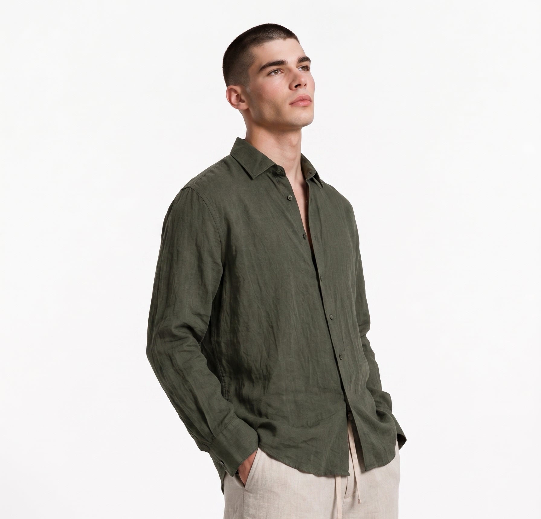 Georgette Flow Green Shirt