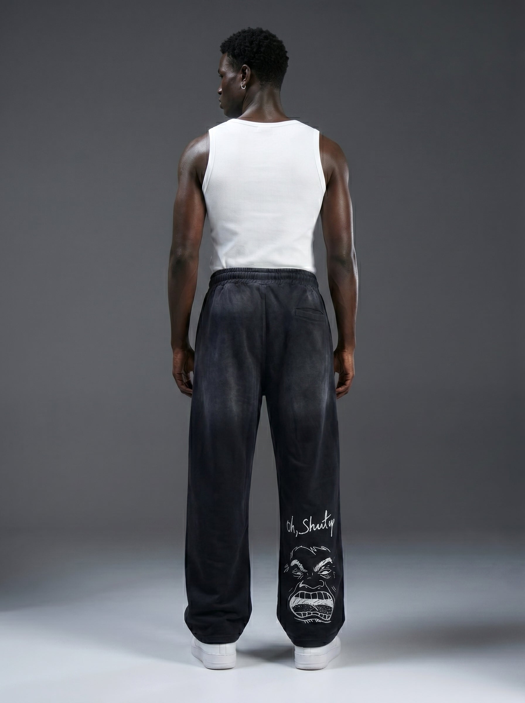 black ombre wash jogger