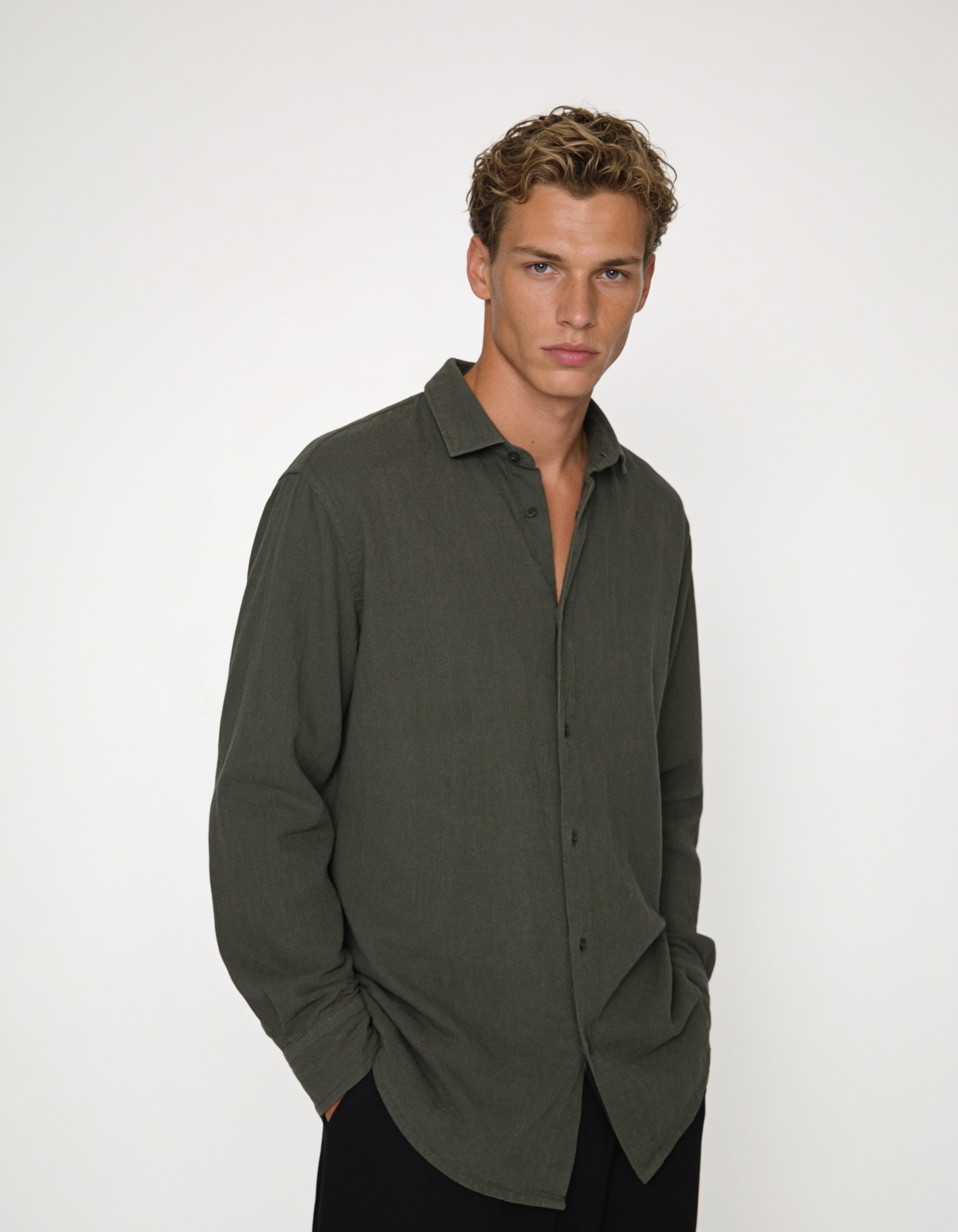 Georgette Flow Green Shirt