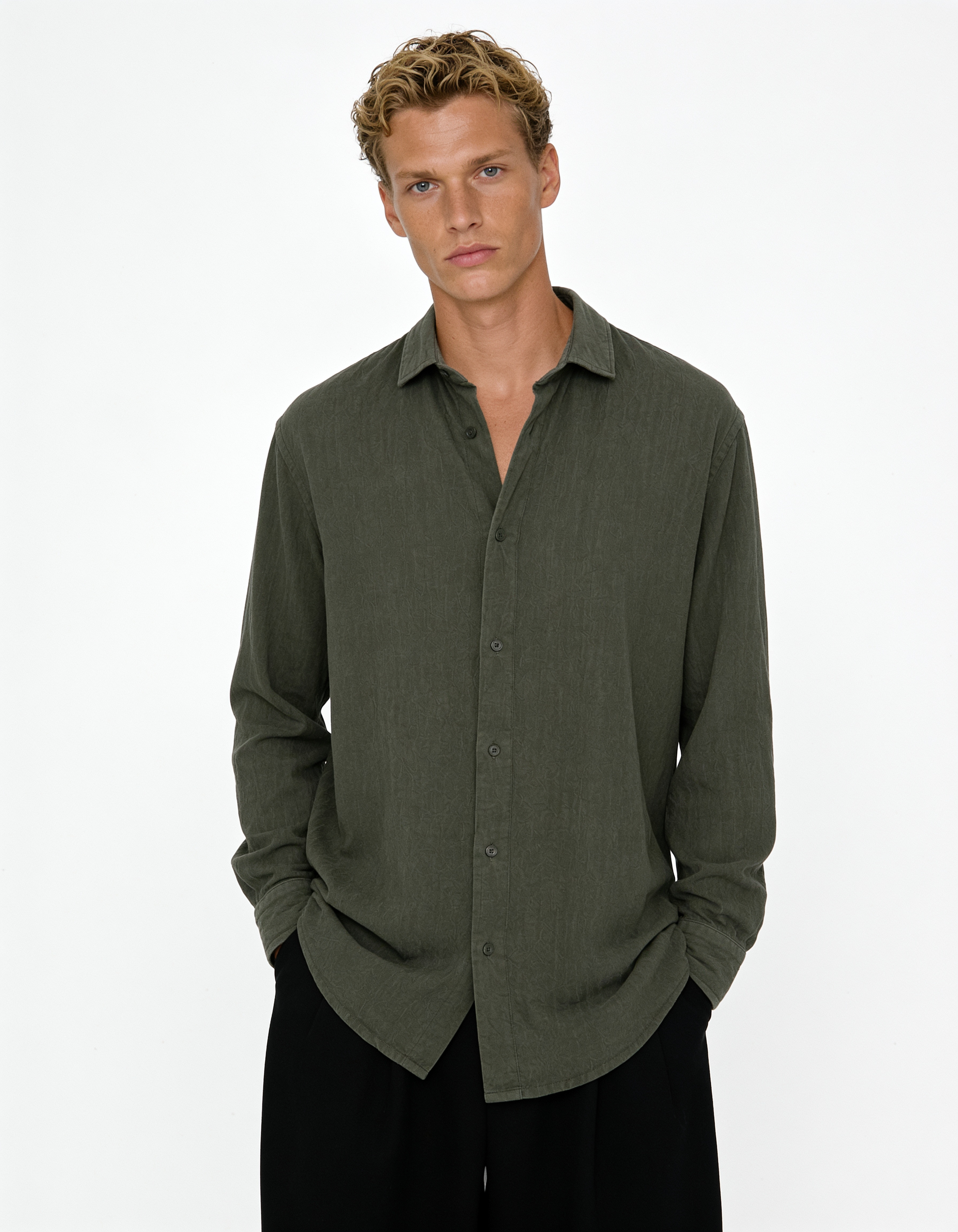 Georgette Flow Green Shirt